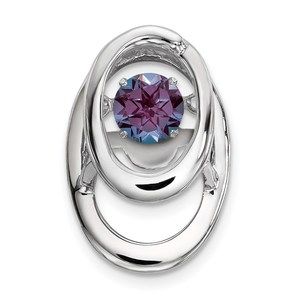 925 Sterling Silver Rhodium Created Alexandrite Birthstone Vibrant Chain Slide